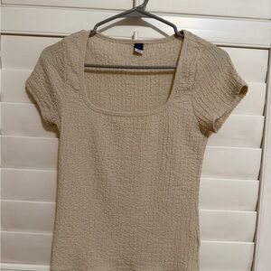 Old Navy Beige Textured Short Sleeve Top